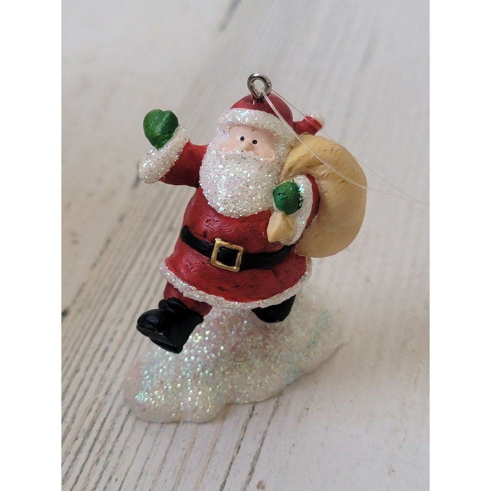 Glitter mini Santa claus wave walk toy sack ornament Xmas decor